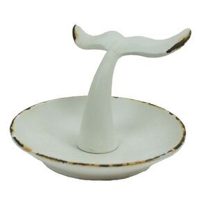 Whale Tail Ring Jewelry Holder White Cast Iron
